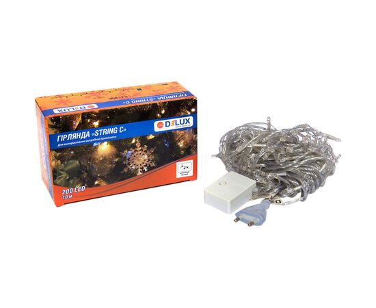 Гирлянда Delux STRING С 200 LED 10m Теплый белый/прозрачный IP20 (90017981), изображение 2 Гирлянда Delux STRING С 200 LED 10m Теплый белый/прозрачный IP20 (90017981), изображение 2