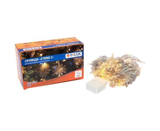 Гірлянда Delux STRING С 200 LED 10m Теплий білий/прозорий IP20 (90017981)