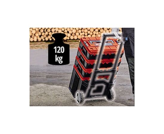 Ящик для инструментов Einhell E-Case L с колесами, до 120кг, колеса 15см (4540014), изображение 4 Ящик для инструментов Einhell E-Case L с колесами, до 120кг, колеса 15см (4540014), изображение 4