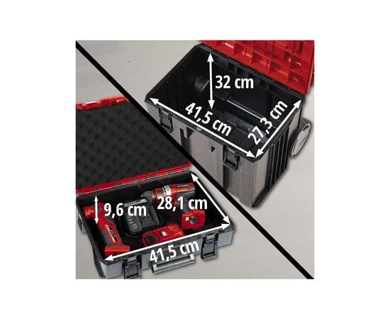 Ящик для инструментов Einhell E-Case Tower, 1 кейс S-F, 1 кейс S-F с вкладышем Grid Foam Set, 1 кейс L с колесами (4540015), изображение 6 Ящик для инструментов Einhell E-Case Tower, 1 кейс S-F, 1 кейс S-F с вкладышем Grid Foam Set, 1 кейс L с колесами (4540015), изображение 6