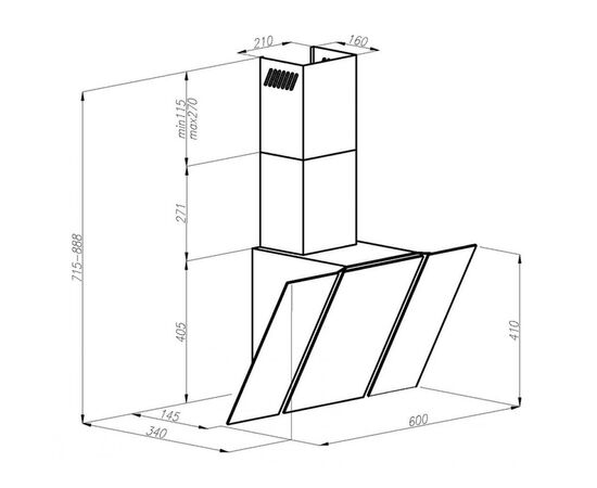 Вытяжка кухонная Perfelli DN 6511 BL, изображение 8 Вытяжка кухонная Perfelli DN 6511 BL, изображение 8