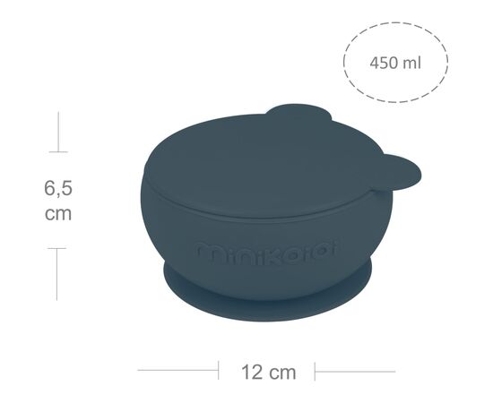 Тарелка детская MinikOiOi Bowly глубокая с крышкой на присоске Deep Blue (101080010), изображение 3 Тарелка детская MinikOiOi Bowly глубокая с крышкой на присоске Deep Blue (101080010), изображение 3