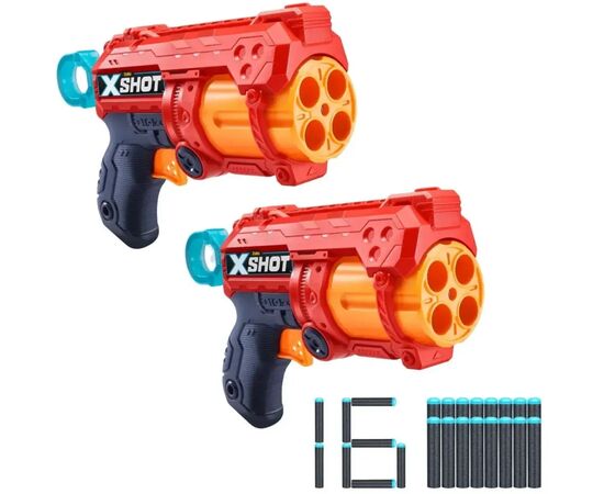 Іграшкова зброя Zuru X-Shot Red Набір швидкострільних бластерів EXCEL Reflex Double (2 бластера, 3 банки, 16 патронів (36434R)