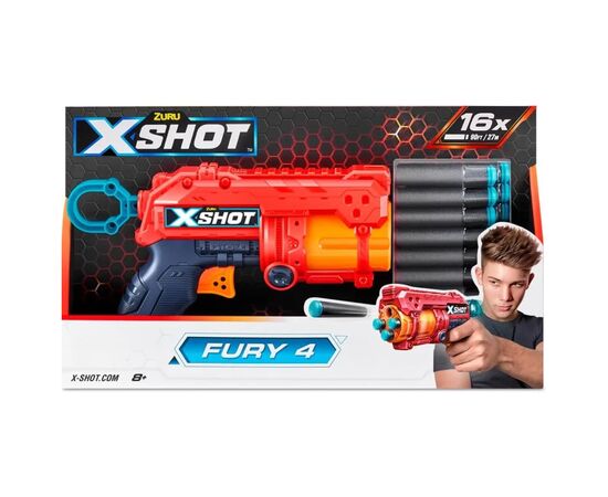 Игрушечное оружие Zuru X-Shot Red Быстрострельный бластер EXCEL FURY 4 (16 патронов) (36377R), изображение 2 Игрушечное оружие Zuru X-Shot Red Быстрострельный бластер EXCEL FURY 4 (16 патронов) (36377R), изображение 2