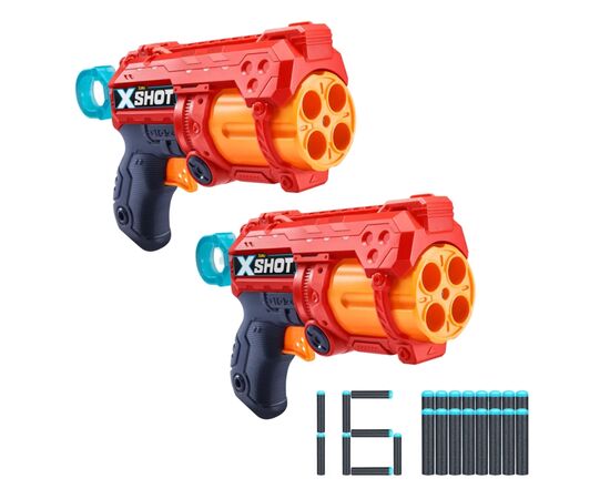 Игрушечное оружие Zuru X-Shot Red Быстрострельный бластер EXCEL FURY 4 2 PK (3 банка, 16 патронов) (36329R), изображение 2 Игрушечное оружие Zuru X-Shot Red Быстрострельный бластер EXCEL FURY 4 2 PK (3 банка, 16 патронов) (36329R), изображение 2