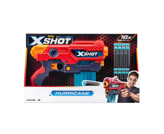Игрушечное оружие Zuru X-Shot Red Быстрострельный бластер EXCEL Hurricane (16 патронов) (36440R), изображение 3 Игрушечное оружие Zuru X-Shot Red Быстрострельный бластер EXCEL Hurricane (16 патронов) (36440R), изображение 3