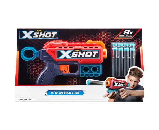 Игрушечное оружие Zuru X-Shot Red Быстрострельный бластер EXCEL Kickback (8 патронов) (36184R), изображение 2 Игрушечное оружие Zuru X-Shot Red Быстрострельный бластер EXCEL Kickback (8 патронов) (36184R), изображение 2