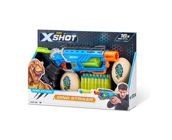 Игрушечное оружие Zuru X-Shot Быстрострельный бластер DINO Striker New (2 средних яйца, 2 маленьких яйца, 16 патронов) (4860R), изображение 3 Игрушечное оружие Zuru X-Shot Быстрострельный бластер DINO Striker New (2 средних яйца, 2 маленьких яйца, 16 патронов) (4860R), изображение 3