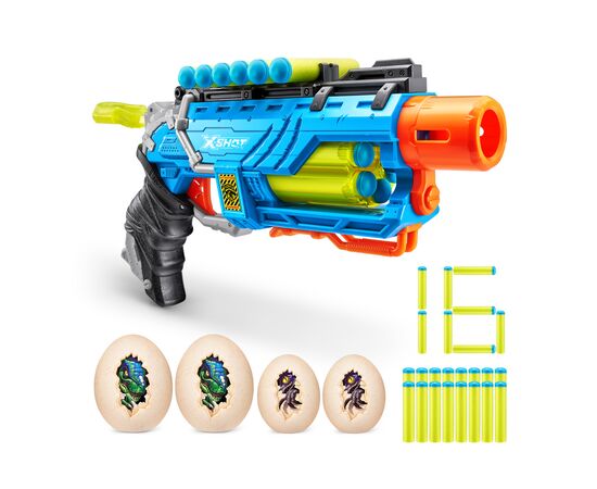 Игрушечное оружие Zuru X-Shot Быстрострельный бластер DINO Striker New (2 средних яйца, 2 маленьких яйца, 16 патронов) (4860R)