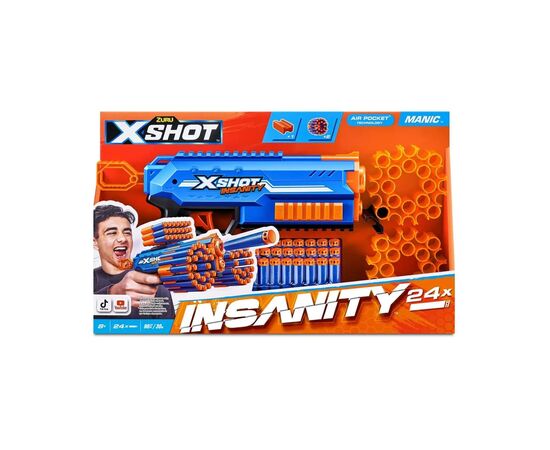 Игрушечное оружие Zuru X-Shot Быстрострельный бластер Insanity-Manic (24 патронов) (36603R), изображение 4 Игрушечное оружие Zuru X-Shot Быстрострельный бластер Insanity-Manic (24 патронов) (36603R), изображение 4