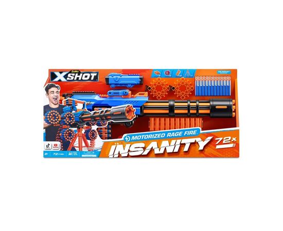 Игрушечное оружие Zuru X-Shot Быстрострельный бластер Insanity-Motorized Rage Fire Gatlin Gun со штативом (72 патронов (36605R), изображение 5 Игрушечное оружие Zuru X-Shot Быстрострельный бластер Insanity-Motorized Rage Fire Gatlin Gun со штативом (72 патронов (36605R), изображение 5