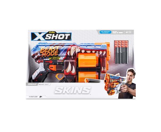 Игрушечное оружие Zuru X-Shot Быстрострельный бластер Skins Dread Beast Out (12 патронов) (36517P), изображение 4 Игрушечное оружие Zuru X-Shot Быстрострельный бластер Skins Dread Beast Out (12 патронов) (36517P), изображение 4