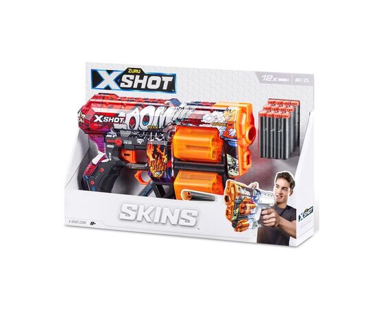 Игрушечное оружие Zuru X-Shot Быстрострельный бластер Skins Dread Boom (12 патронов) (36517A), изображение 2 Игрушечное оружие Zuru X-Shot Быстрострельный бластер Skins Dread Boom (12 патронов) (36517A), изображение 2