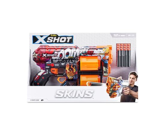 Игрушечное оружие Zuru X-Shot Быстрострельный бластер Skins Dread Boom (12 патронов) (36517A), изображение 3 Игрушечное оружие Zuru X-Shot Быстрострельный бластер Skins Dread Boom (12 патронов) (36517A), изображение 3