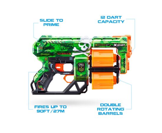 Игрушечное оружие Zuru X-Shot Быстрострельный бластер Skins Dread Camo (12 патронов) (36517D), изображение 5 Игрушечное оружие Zuru X-Shot Быстрострельный бластер Skins Dread Camo (12 патронов) (36517D), изображение 5