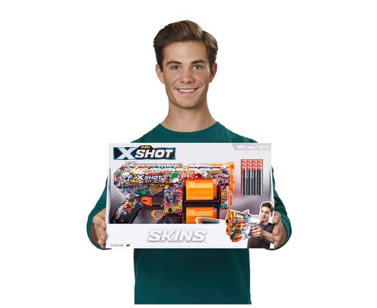 Игрушечное оружие Zuru X-Shot Быстрострельный бластер Skins Dread Sketch (12 патронов) (36517H), изображение 5 Игрушечное оружие Zuru X-Shot Быстрострельный бластер Skins Dread Sketch (12 патронов) (36517H), изображение 5