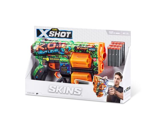 Игрушечное оружие Zuru X-Shot Быстрострельный бластер Skins Dread К.А. (12 патронов) (36517B), изображение 7 Игрушечное оружие Zuru X-Shot Быстрострельный бластер Skins Dread К.А. (12 патронов) (36517B), изображение 7