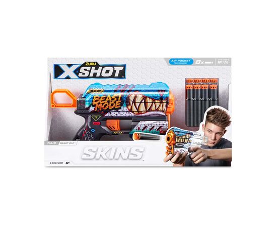 Игрушечное оружие Zuru X-Shot Быстрострельный бластер Skins Flux Beast Out (8 патронов) (36516L), изображение 4 Игрушечное оружие Zuru X-Shot Быстрострельный бластер Skins Flux Beast Out (8 патронов) (36516L), изображение 4