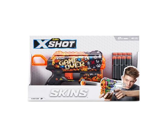 Игрушечное оружие Zuru X-Shot Быстрострельный бластер Skins Flux Game Over (8 патронов) (36516E), изображение 3 Игрушечное оружие Zuru X-Shot Быстрострельный бластер Skins Flux Game Over (8 патронов) (36516E), изображение 3