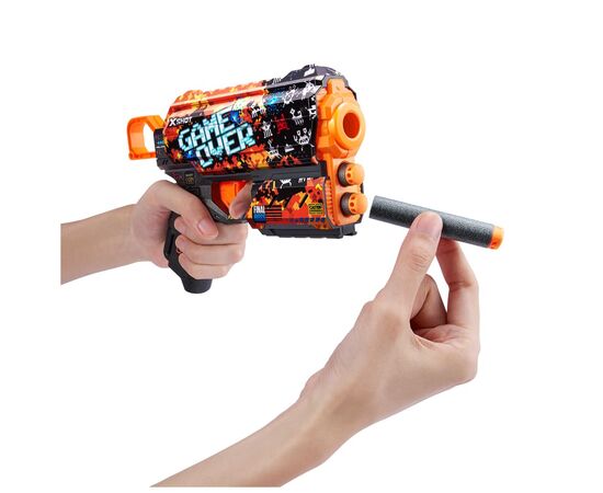 Игрушечное оружие Zuru X-Shot Быстрострельный бластер Skins Flux Game Over (8 патронов) (36516E), изображение 4 Игрушечное оружие Zuru X-Shot Быстрострельный бластер Skins Flux Game Over (8 патронов) (36516E), изображение 4