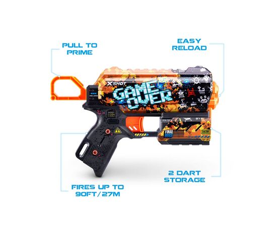 Игрушечное оружие Zuru X-Shot Быстрострельный бластер Skins Flux Game Over (8 патронов) (36516E), изображение 5 Игрушечное оружие Zuru X-Shot Быстрострельный бластер Skins Flux Game Over (8 патронов) (36516E), изображение 5