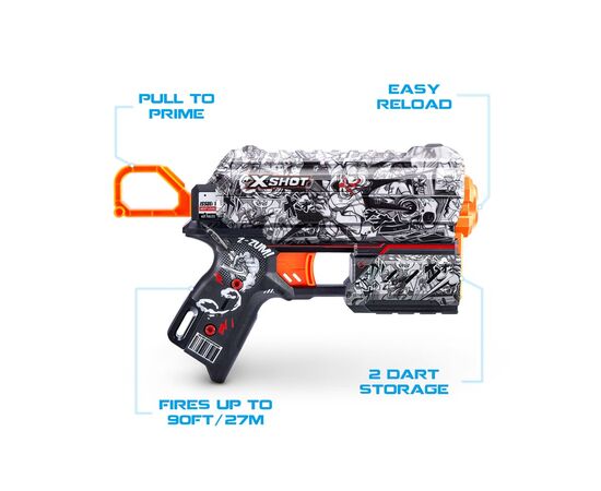 Игрушечное оружие Zuru X-Shot Быстрострельный бластер Skins Flux Illustrate (8 патронов) (36516D), изображение 5 Игрушечное оружие Zuru X-Shot Быстрострельный бластер Skins Flux Illustrate (8 патронов) (36516D), изображение 5