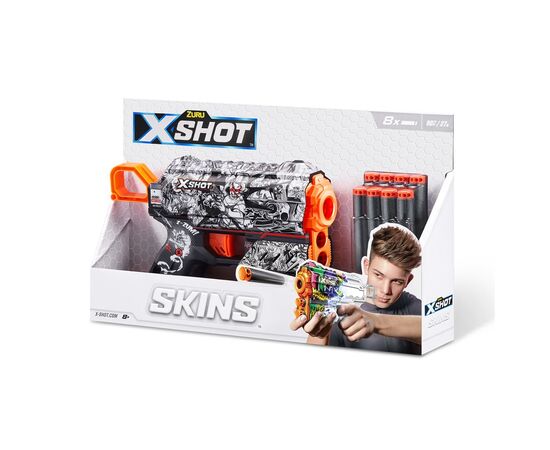 Игрушечное оружие Zuru X-Shot Быстрострельный бластер Skins Flux Illustrate (8 патронов) (36516D), изображение 6 Игрушечное оружие Zuru X-Shot Быстрострельный бластер Skins Flux Illustrate (8 патронов) (36516D), изображение 6