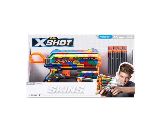 Игрушечное оружие Zuru X-Shot Быстрострельный бластер Skins Flux Striper (8 патронов) (36516K), изображение 4 Игрушечное оружие Zuru X-Shot Быстрострельный бластер Skins Flux Striper (8 патронов) (36516K), изображение 4
