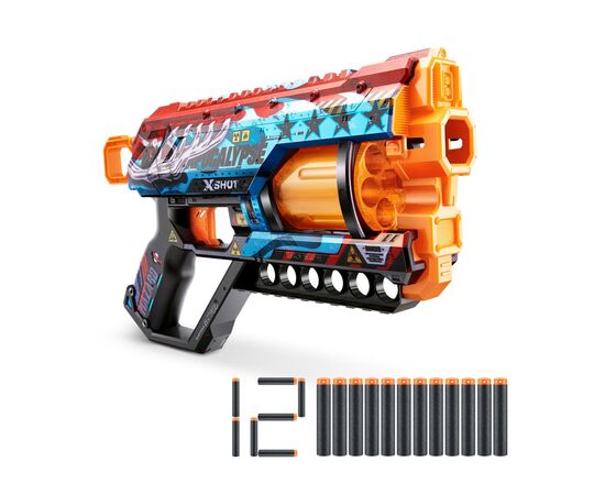 Игрушечное оружие Zuru X-Shot Быстрострельный бластер Skins Griefer Apocalypse (12 патронов) (36561E), изображение 6 Игрушечное оружие Zuru X-Shot Быстрострельный бластер Skins Griefer Apocalypse (12 патронов) (36561E), изображение 6