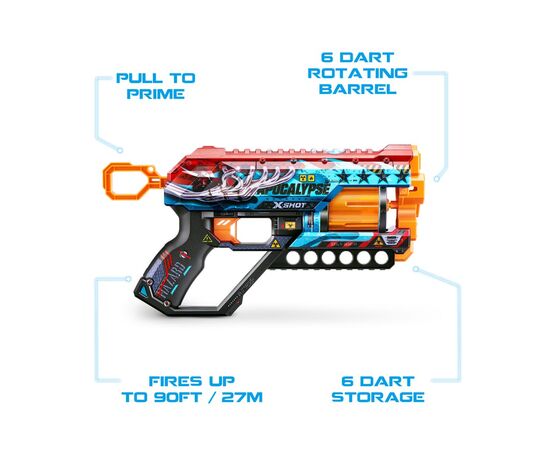 Игрушечное оружие Zuru X-Shot Быстрострельный бластер Skins Griefer Apocalypse (12 патронов) (36561E), изображение 7 Игрушечное оружие Zuru X-Shot Быстрострельный бластер Skins Griefer Apocalypse (12 патронов) (36561E), изображение 7