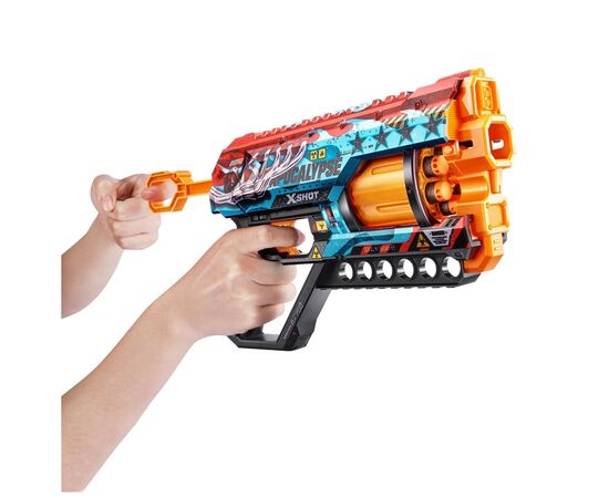 Игрушечное оружие Zuru X-Shot Быстрострельный бластер Skins Griefer Apocalypse (12 патронов) (36561E), изображение 8 Игрушечное оружие Zuru X-Shot Быстрострельный бластер Skins Griefer Apocalypse (12 патронов) (36561E), изображение 8