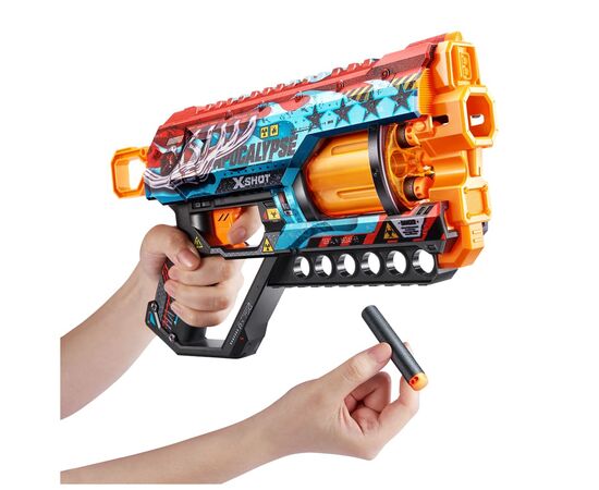 Игрушечное оружие Zuru X-Shot Быстрострельный бластер Skins Griefer Apocalypse (12 патронов) (36561E), изображение 9 Игрушечное оружие Zuru X-Shot Быстрострельный бластер Skins Griefer Apocalypse (12 патронов) (36561E), изображение 9