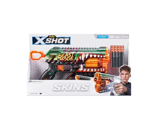 Игрушечное оружие Zuru X-Shot Быстрострельный бластер Skins Griefer Beast Out (12 патронов) (36561A), изображение 3 Игрушечное оружие Zuru X-Shot Быстрострельный бластер Skins Griefer Beast Out (12 патронов) (36561A), изображение 3