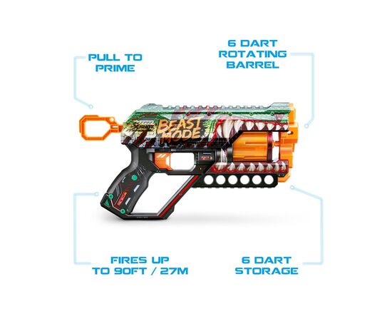 Игрушечное оружие Zuru X-Shot Быстрострельный бластер Skins Griefer Beast Out (12 патронов) (36561A), изображение 6 Игрушечное оружие Zuru X-Shot Быстрострельный бластер Skins Griefer Beast Out (12 патронов) (36561A), изображение 6