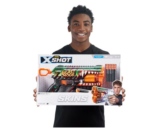 Игрушечное оружие Zuru X-Shot Быстрострельный бластер Skins Griefer Beast Out (12 патронов) (36561A), изображение 8 Игрушечное оружие Zuru X-Shot Быстрострельный бластер Skins Griefer Beast Out (12 патронов) (36561A), изображение 8