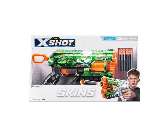 Игрушечное оружие Zuru X-Shot Быстрострельный бластер Skins Griefer Camo (12 патронов) (36561H), изображение 3 Игрушечное оружие Zuru X-Shot Быстрострельный бластер Skins Griefer Camo (12 патронов) (36561H), изображение 3