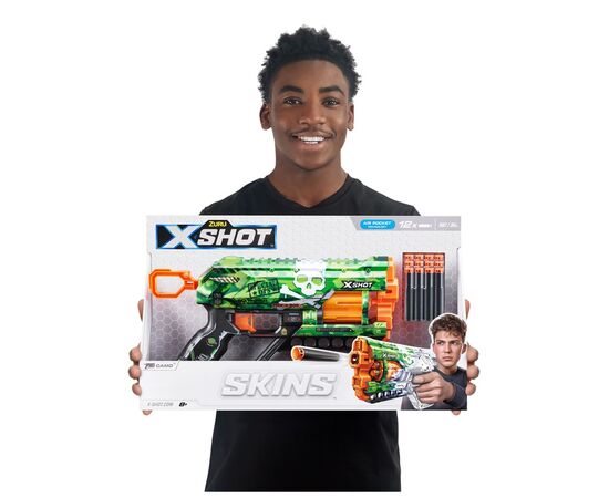 Игрушечное оружие Zuru X-Shot Быстрострельный бластер Skins Griefer Camo (12 патронов) (36561H), изображение 9 Игрушечное оружие Zuru X-Shot Быстрострельный бластер Skins Griefer Camo (12 патронов) (36561H), изображение 9