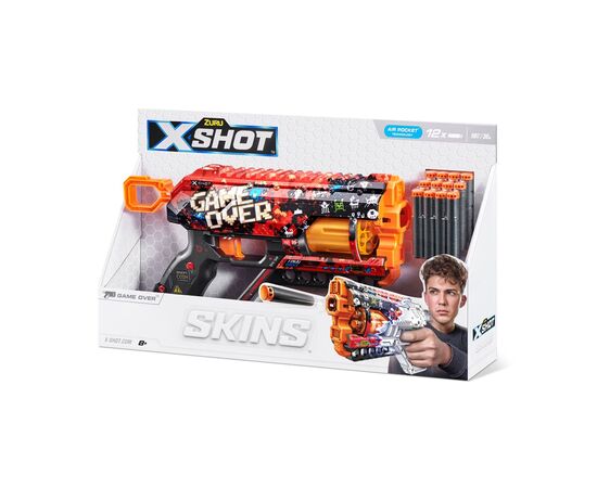 Игрушечное оружие Zuru X-Shot Быстрострельный бластер Skins Griefer Game Over (12 патронов) (36561D), изображение 2 Игрушечное оружие Zuru X-Shot Быстрострельный бластер Skins Griefer Game Over (12 патронов) (36561D), изображение 2