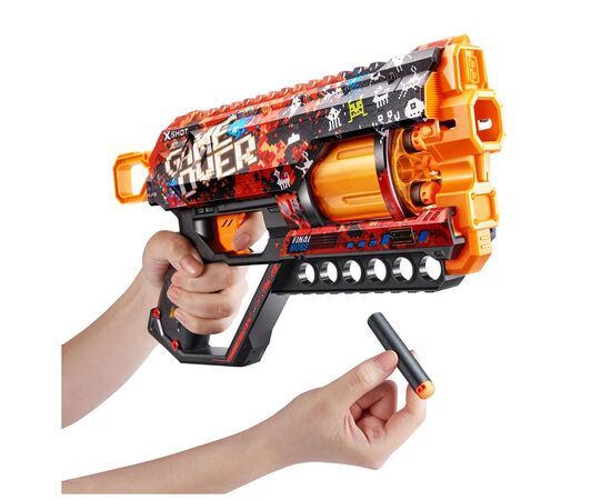 Игрушечное оружие Zuru X-Shot Быстрострельный бластер Skins Griefer Game Over (12 патронов) (36561D), изображение 9 Игрушечное оружие Zuru X-Shot Быстрострельный бластер Skins Griefer Game Over (12 патронов) (36561D), изображение 9