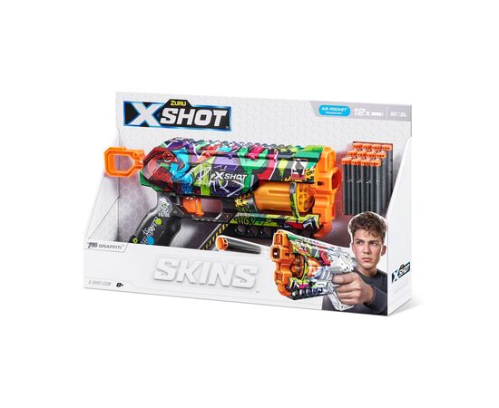 Игрушечное оружие Zuru X-Shot Быстрострельный бластер Skins Griefer Graffiti (12 патронов) (36561G), изображение 10 Игрушечное оружие Zuru X-Shot Быстрострельный бластер Skins Griefer Graffiti (12 патронов) (36561G), изображение 10