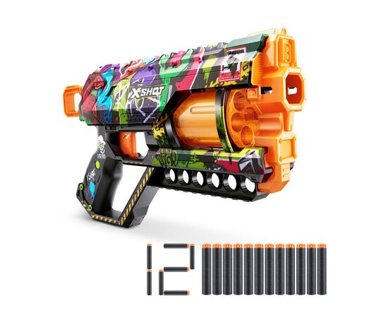 Игрушечное оружие Zuru X-Shot Быстрострельный бластер Skins Griefer Graffiti (12 патронов) (36561G), изображение 2 Игрушечное оружие Zuru X-Shot Быстрострельный бластер Skins Griefer Graffiti (12 патронов) (36561G), изображение 2