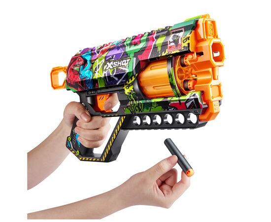 Игрушечное оружие Zuru X-Shot Быстрострельный бластер Skins Griefer Graffiti (12 патронов) (36561G), изображение 9 Игрушечное оружие Zuru X-Shot Быстрострельный бластер Skins Griefer Graffiti (12 патронов) (36561G), изображение 9