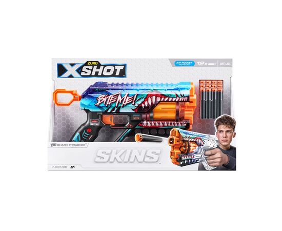 Игрушечное оружие Zuru X-Shot Быстрострельный бластер Skins Griefer Shark Thrasher (12 патронов) (36561В), изображение 3 Игрушечное оружие Zuru X-Shot Быстрострельный бластер Skins Griefer Shark Thrasher (12 патронов) (36561В), изображение 3