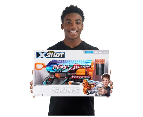 Игрушечное оружие Zuru X-Shot Быстрострельный бластер Skins Griefer Shark Thrasher (12 патронов) (36561В), изображение 5 Игрушечное оружие Zuru X-Shot Быстрострельный бластер Skins Griefer Shark Thrasher (12 патронов) (36561В), изображение 5