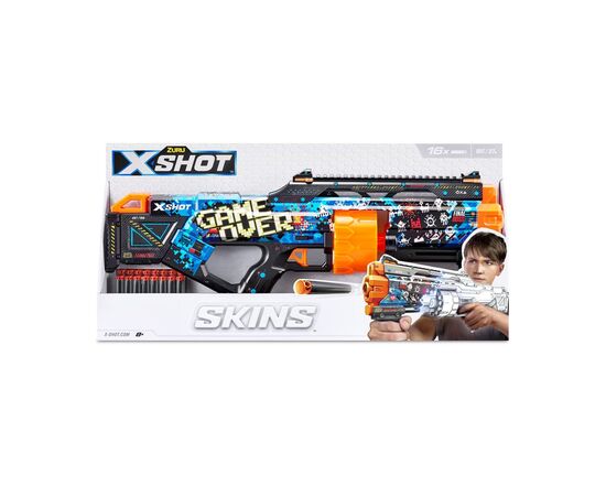 Игрушечное оружие Zuru X-Shot Быстрострельный бластер Skins Last Stand Game Over (16 патронов) (36518A), изображение 4 Игрушечное оружие Zuru X-Shot Быстрострельный бластер Skins Last Stand Game Over (16 патронов) (36518A), изображение 4