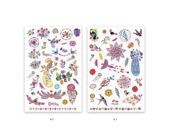 Набір для творчості Djeco Яскраві пташки наклейки на тіло (DJ09615), зображення 2 Набір для творчості Djeco Яскраві пташки наклейки на тіло (DJ09615), зображення 2