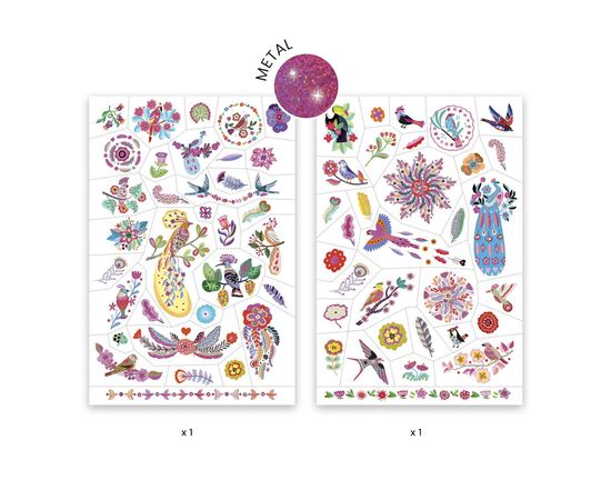 Набір для творчості Djeco Яскраві пташки наклейки на тіло (DJ09615), зображення 3 Набір для творчості Djeco Яскраві пташки наклейки на тіло (DJ09615), зображення 3