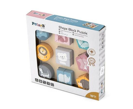 Развивающая игрушка Viga Toys Пазл PolarB Формы и дикие животные (44012), изображение 3 Развивающая игрушка Viga Toys Пазл PolarB Формы и дикие животные (44012), изображение 3