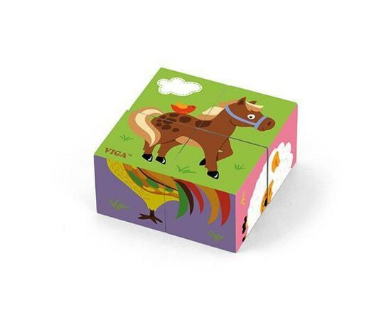 Развивающая игрушка Viga Toys Пазл-кубики Ферма (50835), изображение 2