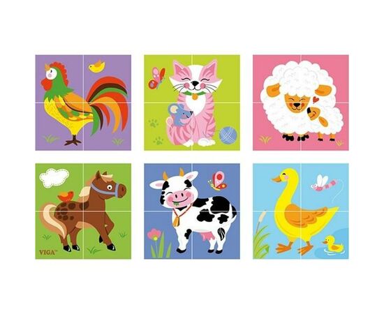 Развивающая игрушка Viga Toys Пазл-кубики Ферма (50835), изображение 3